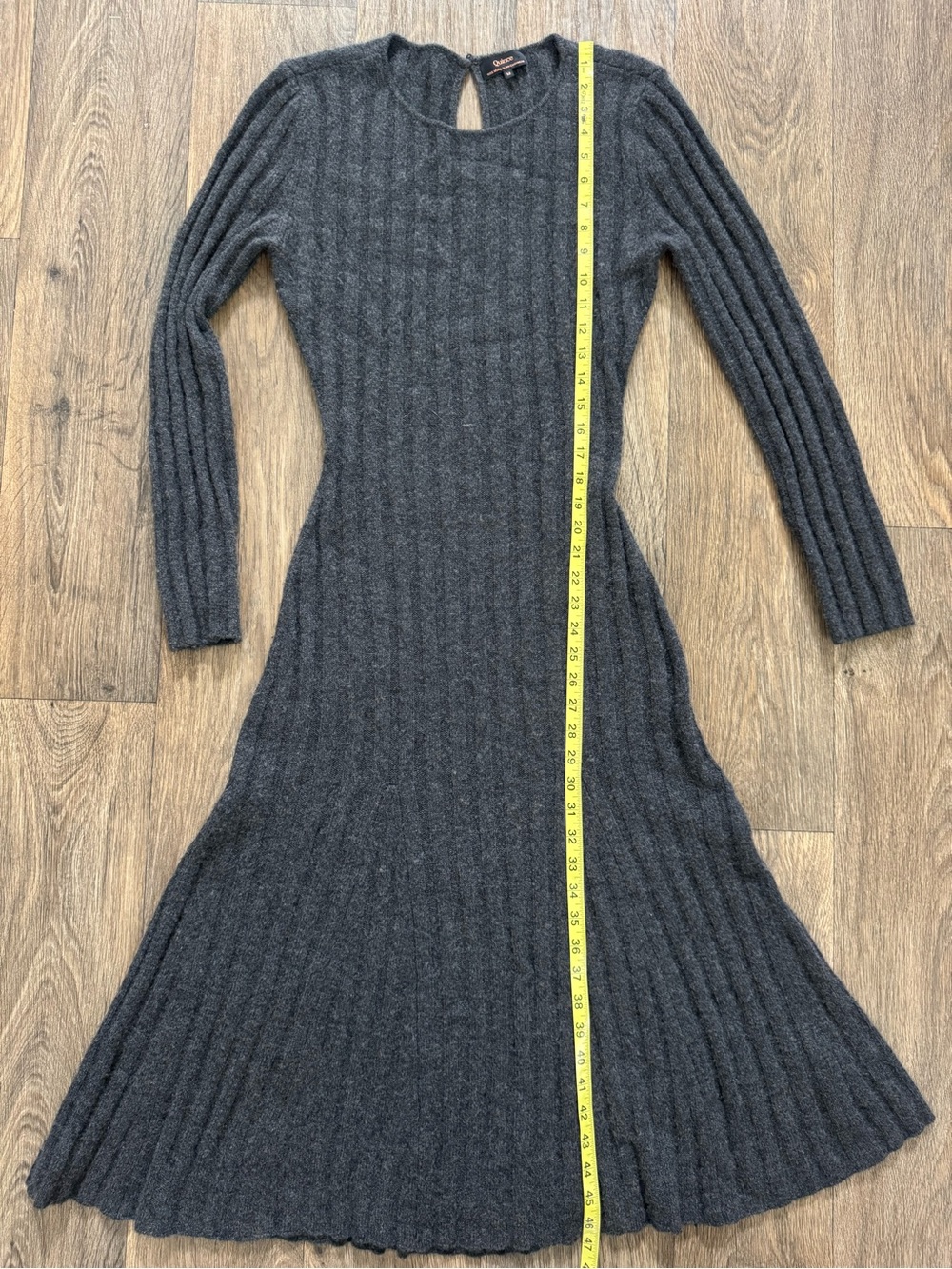 Quince Heather Charcoal 100% Cashmere Ribbed Knit Sweater Dress Long Sleeve M - Picture 7 of 10